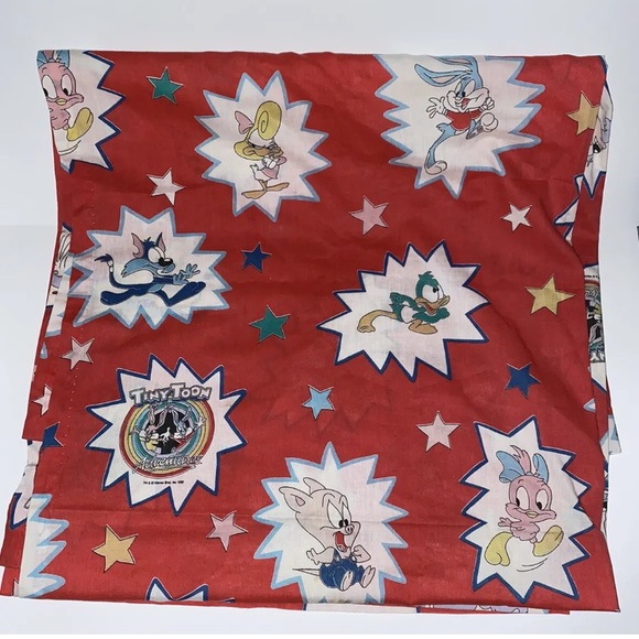 Vintage 90’s Warner Bros Tiny Toon Adventures Cartoon Rare Sheet Set Curtains - Picture 2 of 5